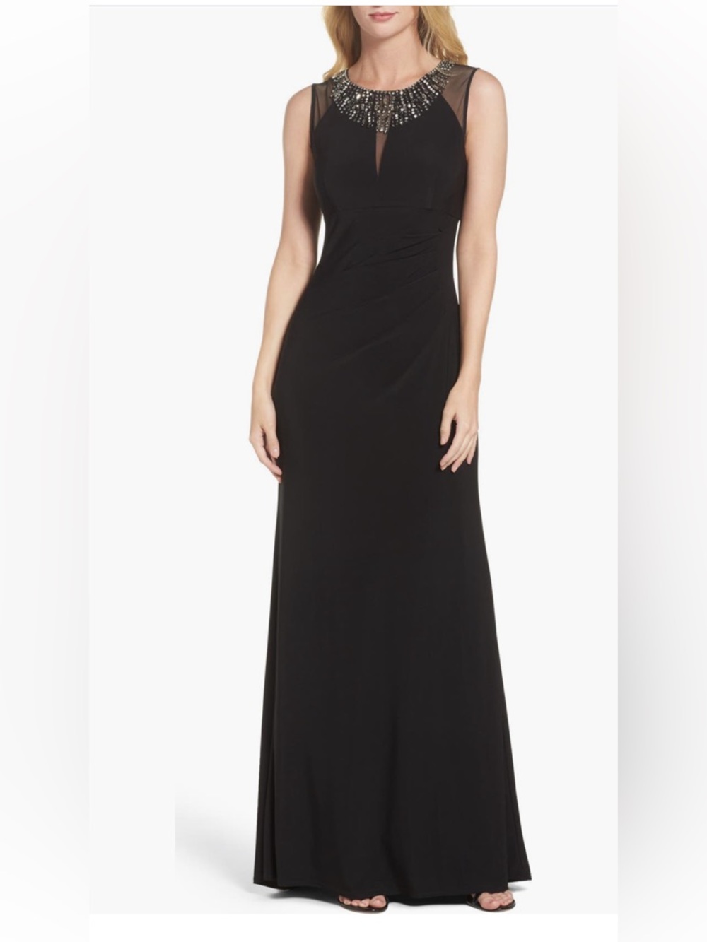 Vince Camuto Black Sleeveless Dress with Crystal Neckline NWT